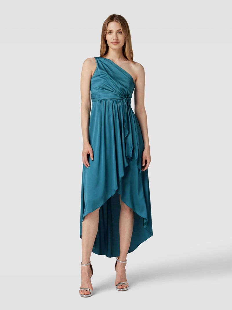 Cocktailkleid mit One-Shoulder-Träger in smaragdgrün meliert