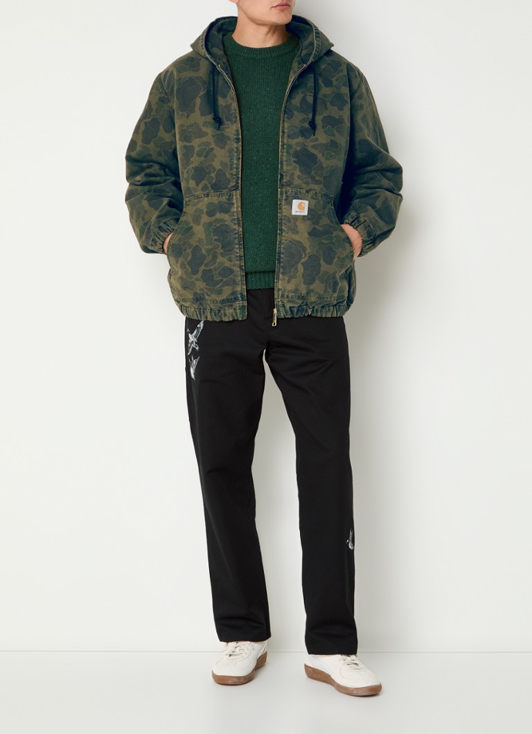 Džínová bunda Carhartt WIP Duck Active z organické bavlny s maskáčovým potiskem