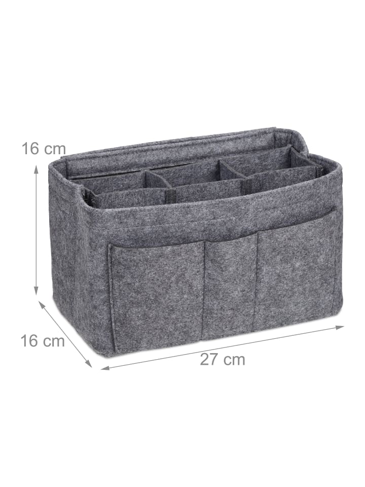 relaxdays Taschenorganizer in Dunkelgrau - (B)27 x (H)16 x (T)16 cm günstig kaufen onesize