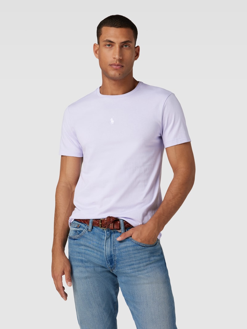 T-Shirt mit Logo-Stitching in flieder