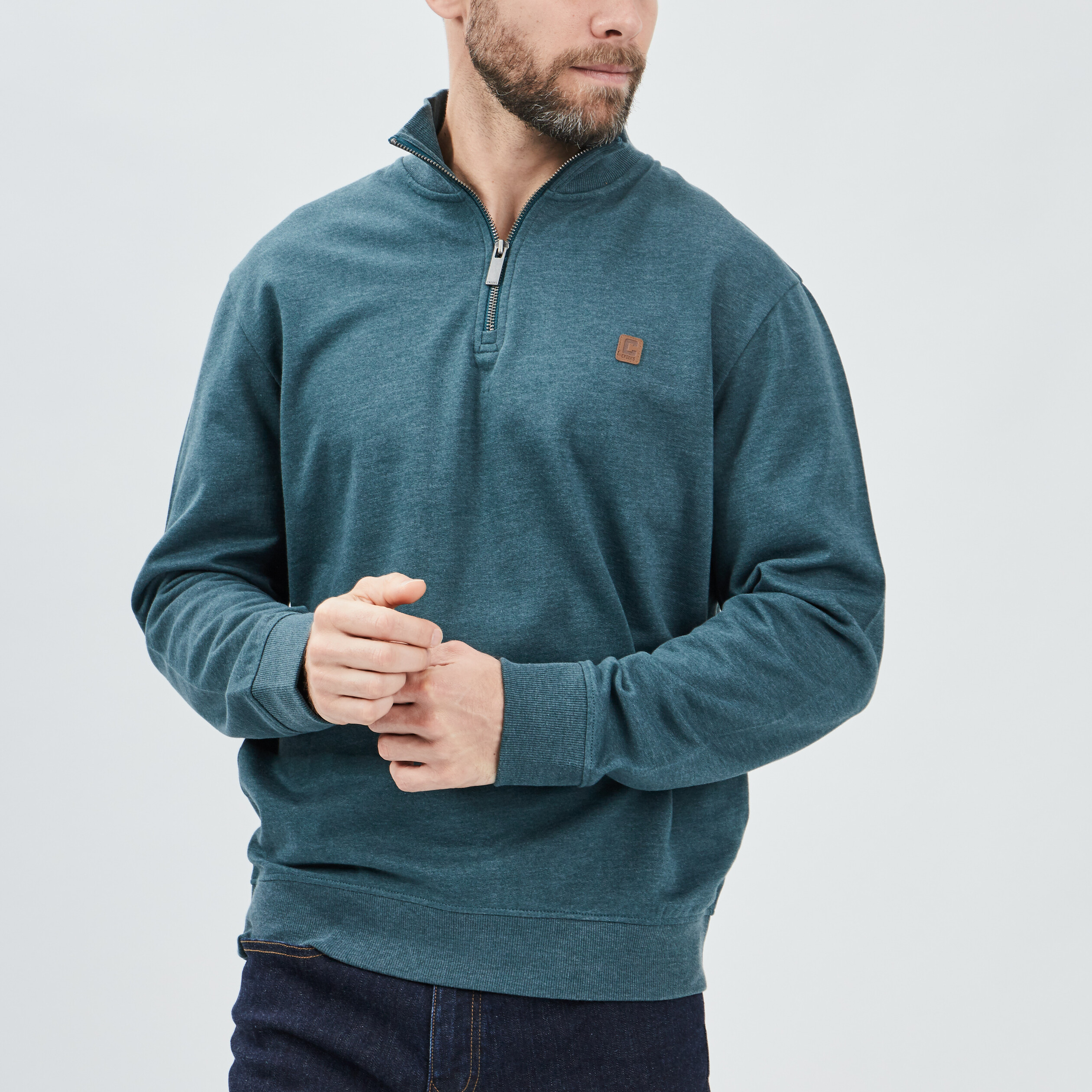 Sweat à col montant Creeks vert homme | La Halle