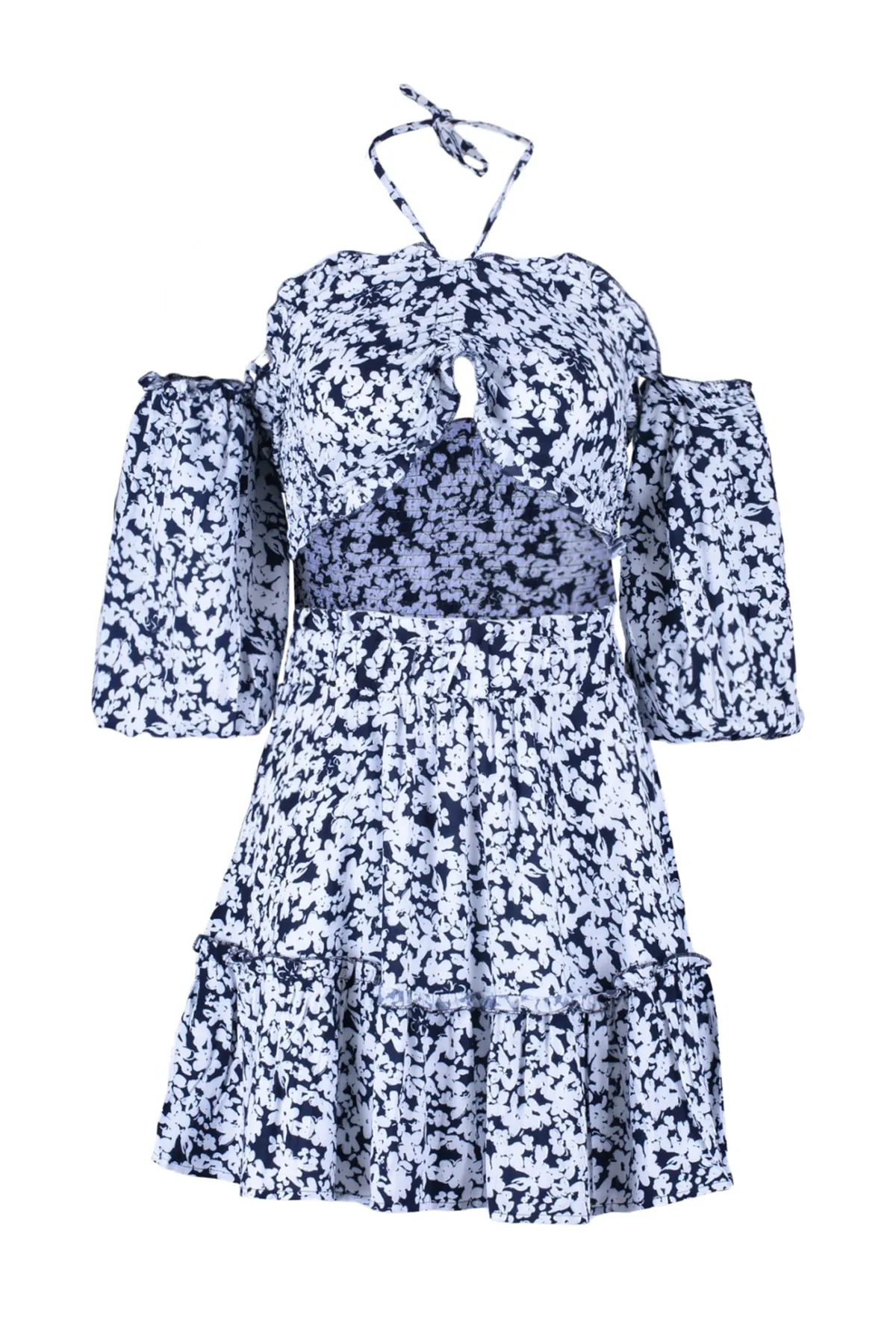 Trendyol Collection  Gewebtes Rüschenblusenrock-Set mit Blumenmuster TBESS21AU0539