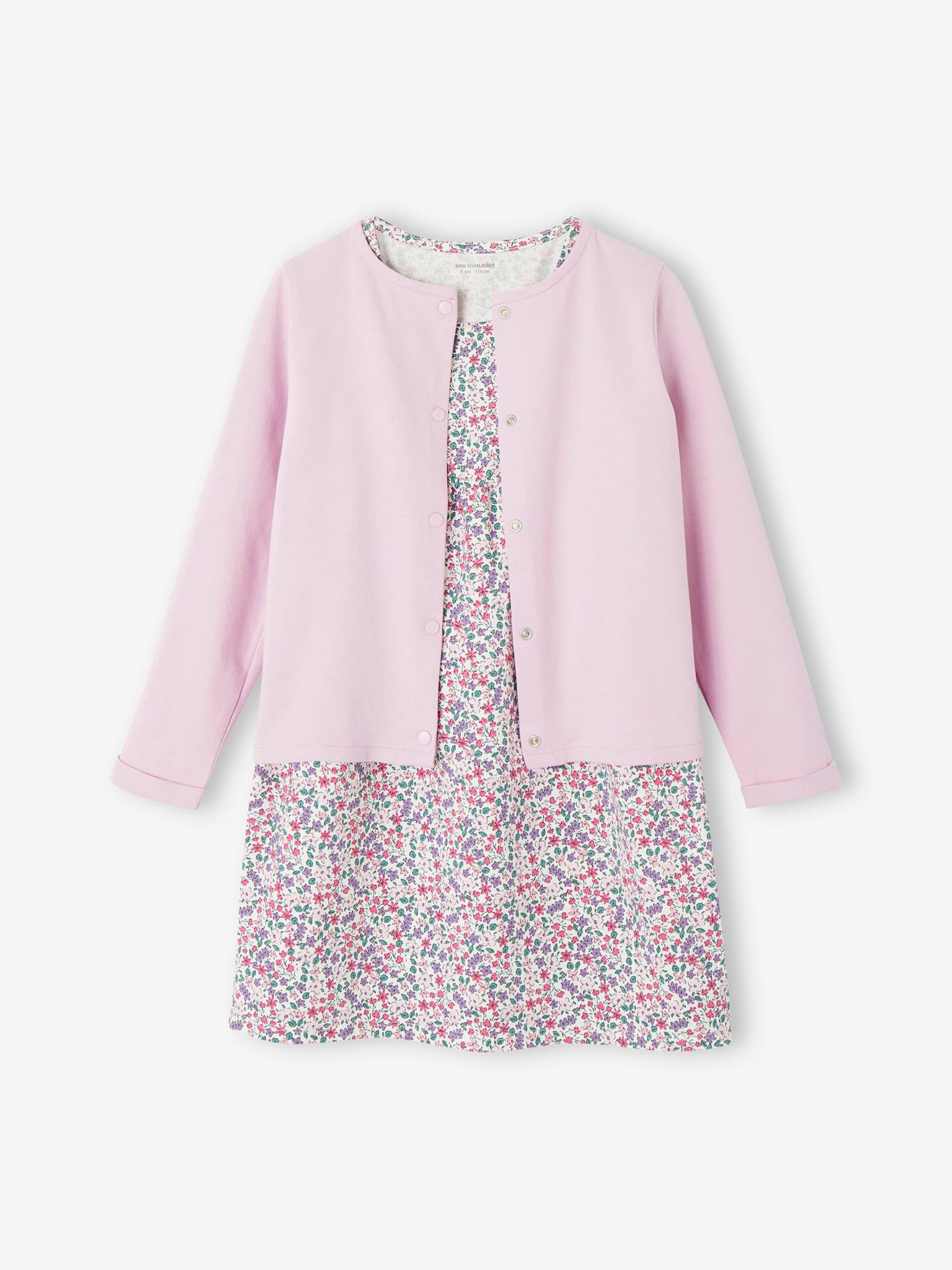 Vertbaudet Mädchen-Set: Kleid + Cardigan Oeko Tex - malve