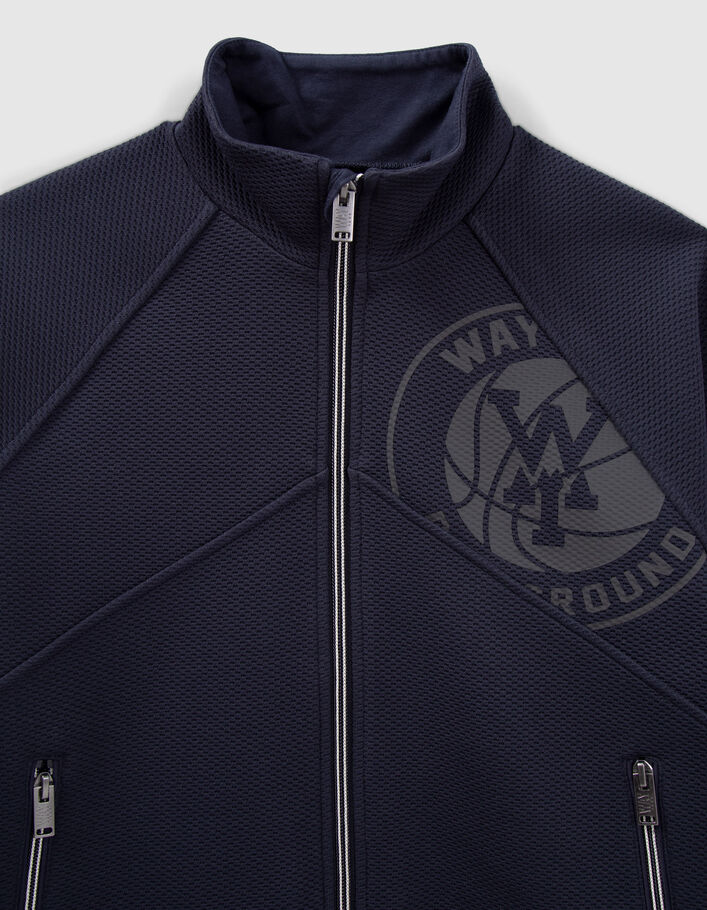 Cardigan marine molleton tech fleece reliefé garçon