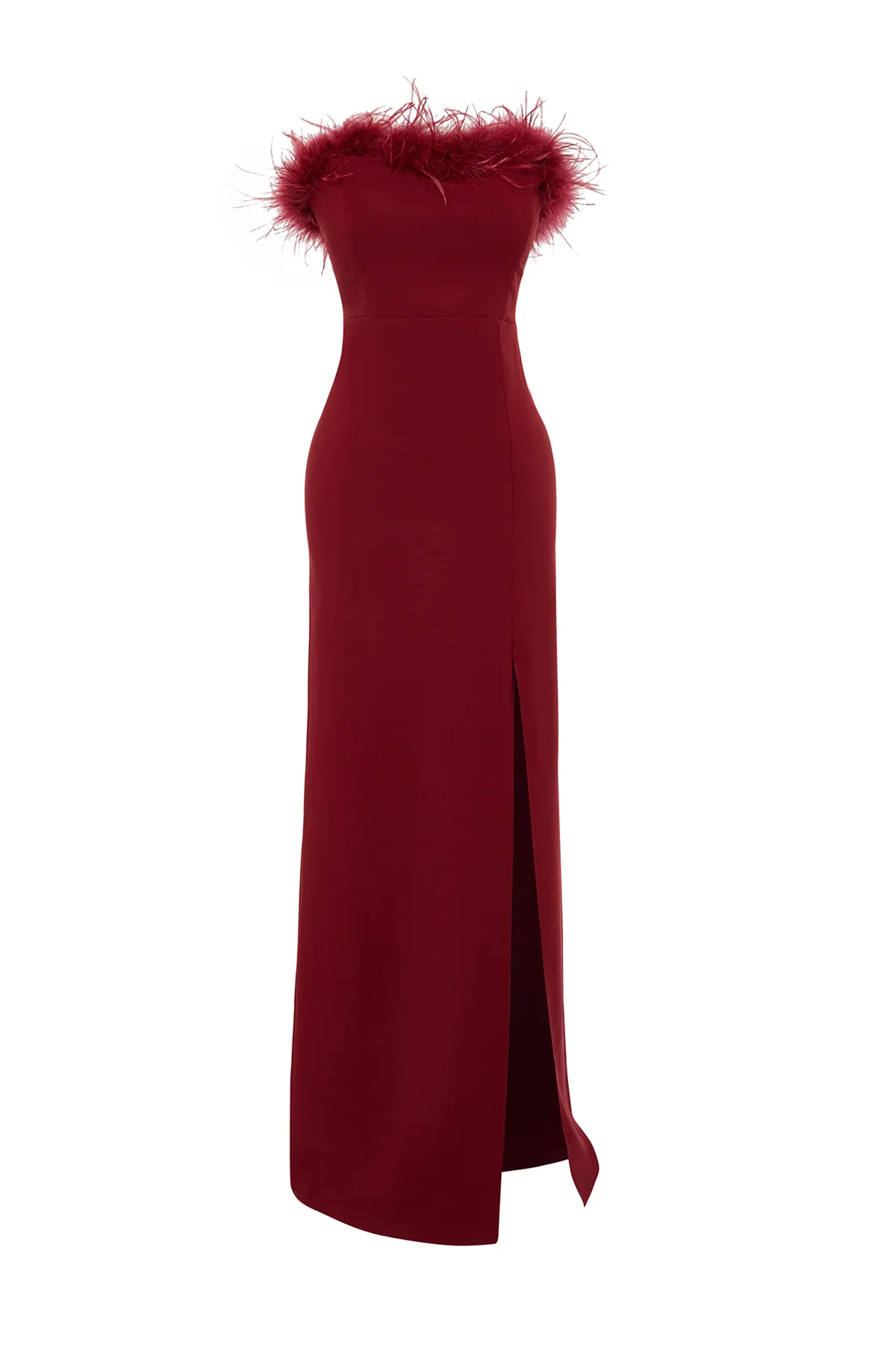 Trendyol Collection  Burgunderrotes, figurbetontes Abendkleid aus Webstoff TPRSS22AE0095