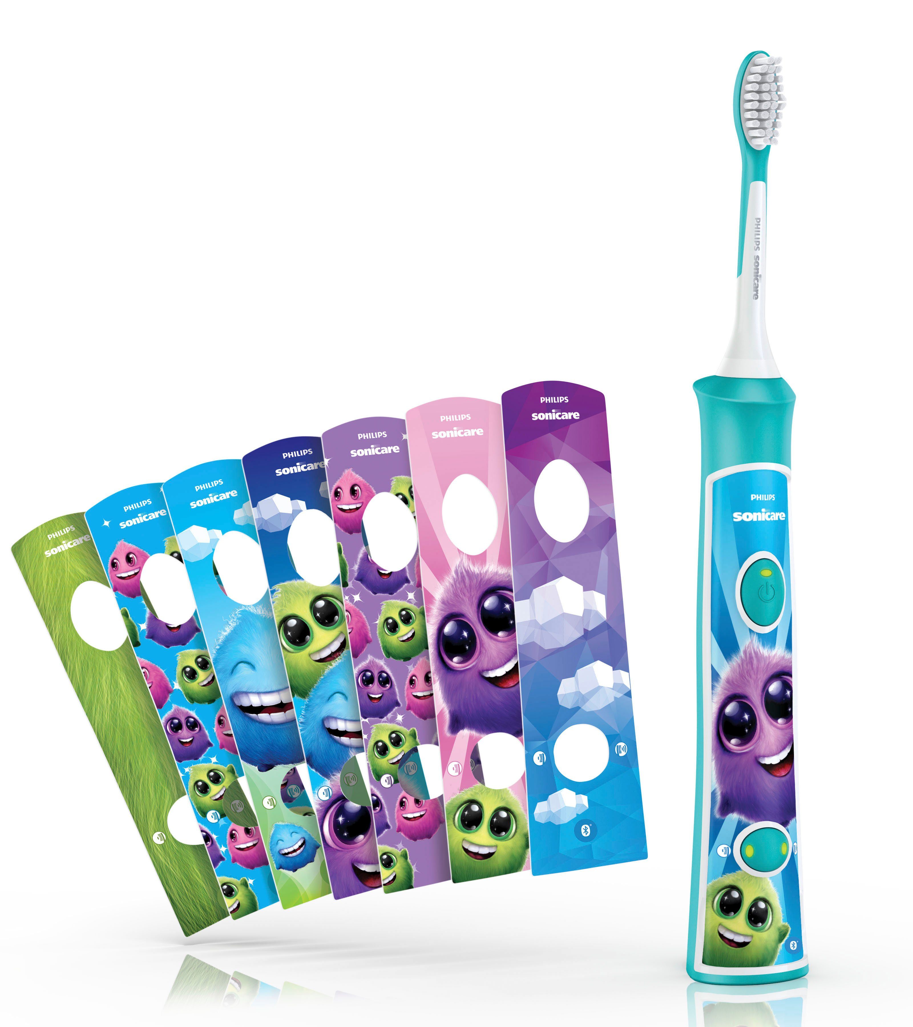 Philips Sonicare Elektrische Kinderzahnbürste HX6322/04, Aufsteckbürsten: 2 St., inkl. 8 Aufkleber