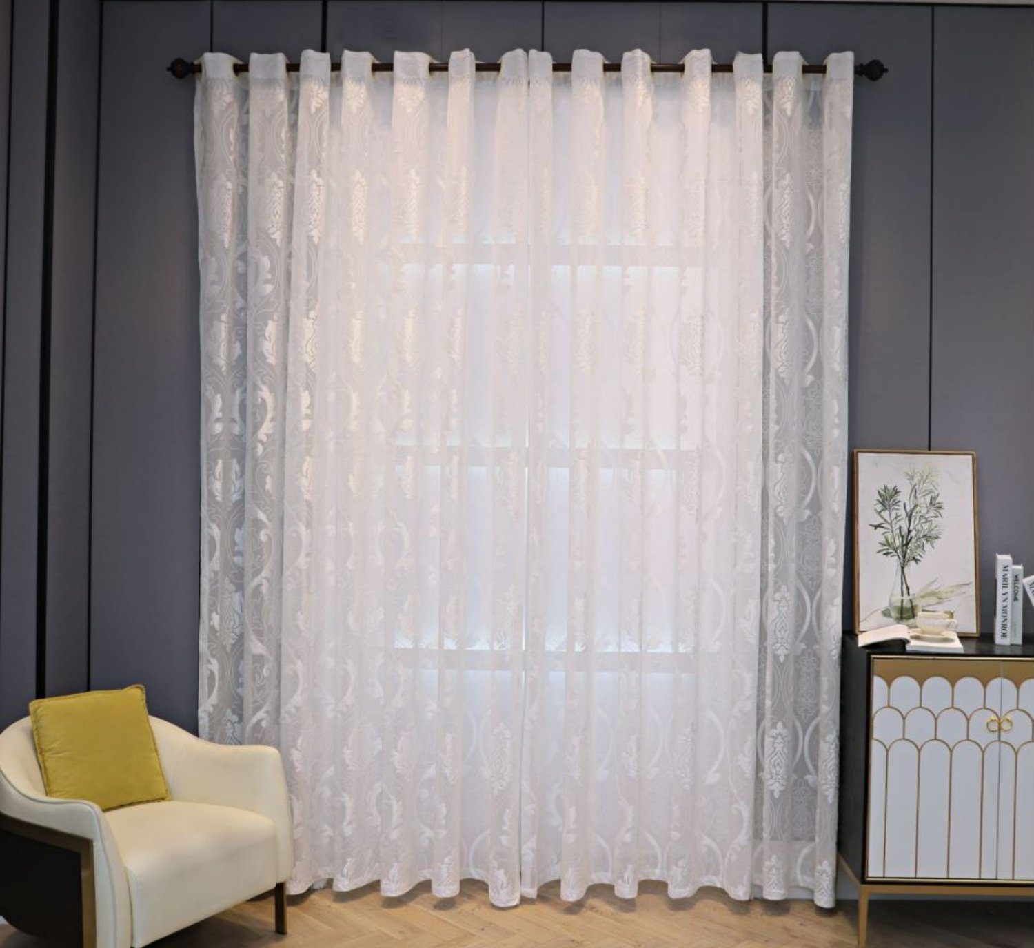 Gardine, HOMEIDEAS, Ösen (2 St), halbtransparent, Polyester, Vintage