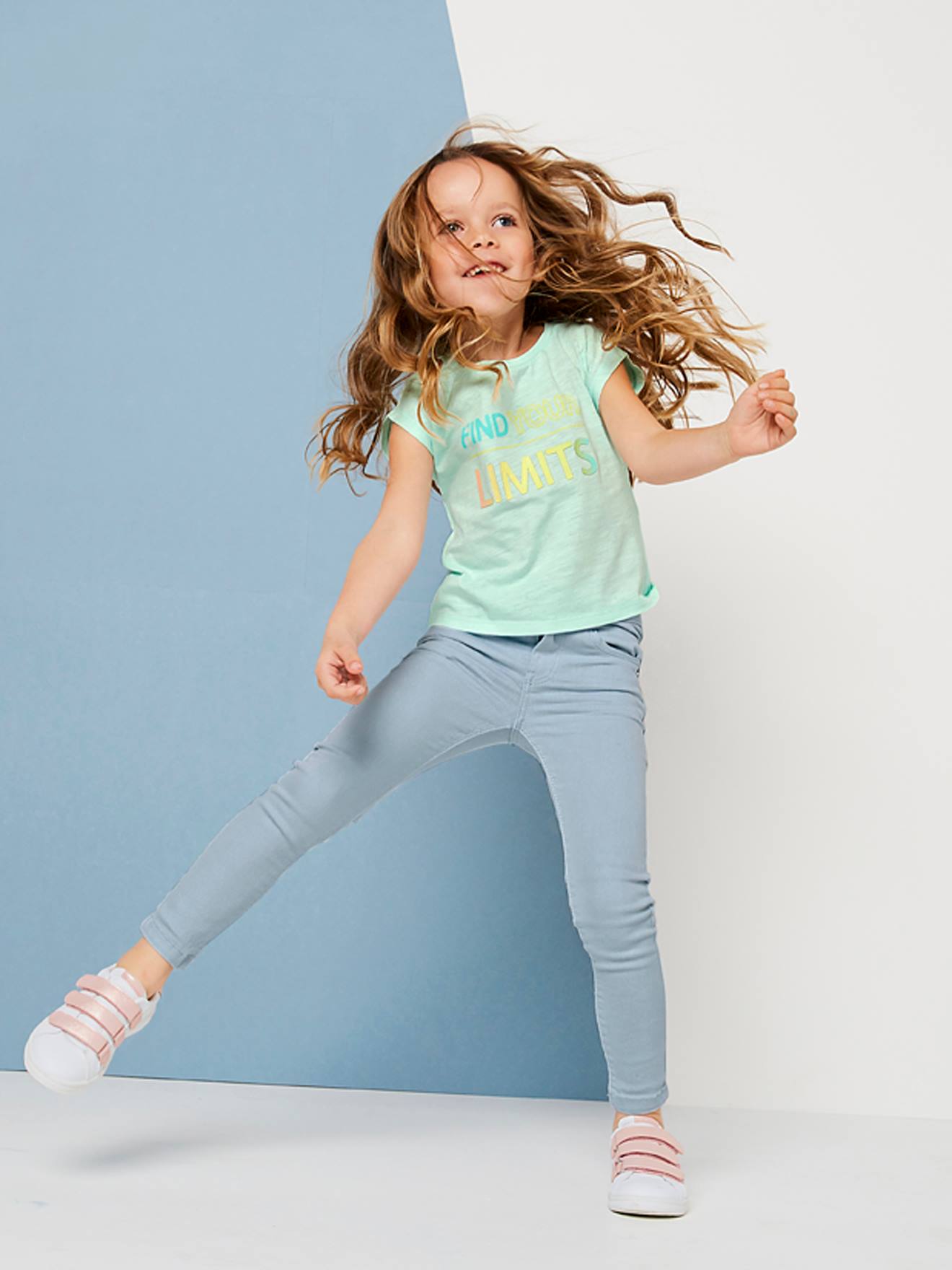 T-shirt fille message fantaisie vert clair
