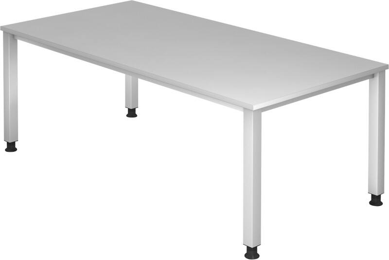 Hammerbacher VQS2E/5 Q Serie Höhenverstellbarer Schreibtisch Rechteckig Holz Silber 4 Füße 1.000 x 685 mm