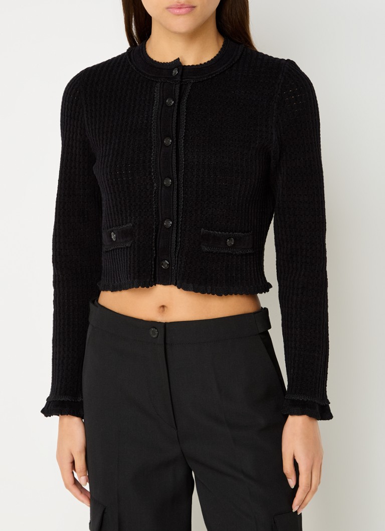 Sandro  Grofgebreid cropped vest met opengewerkt detail