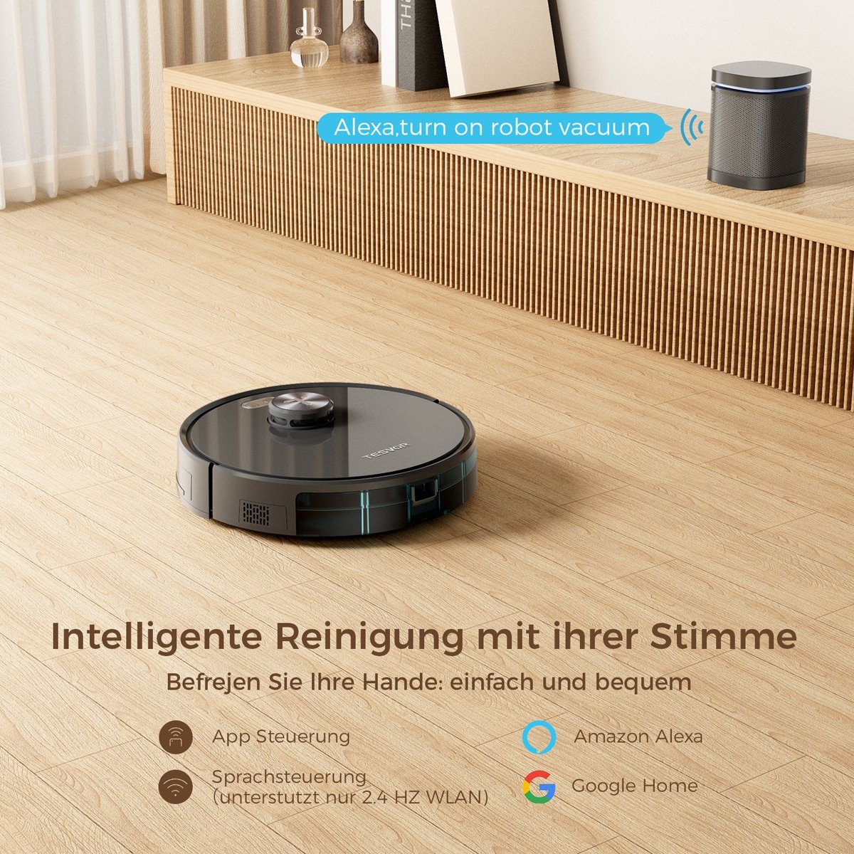 Tesvor Saugroboter S5 Staubsauger Roboter Wischfunktion 3000Pa 180Min Lasernavigation