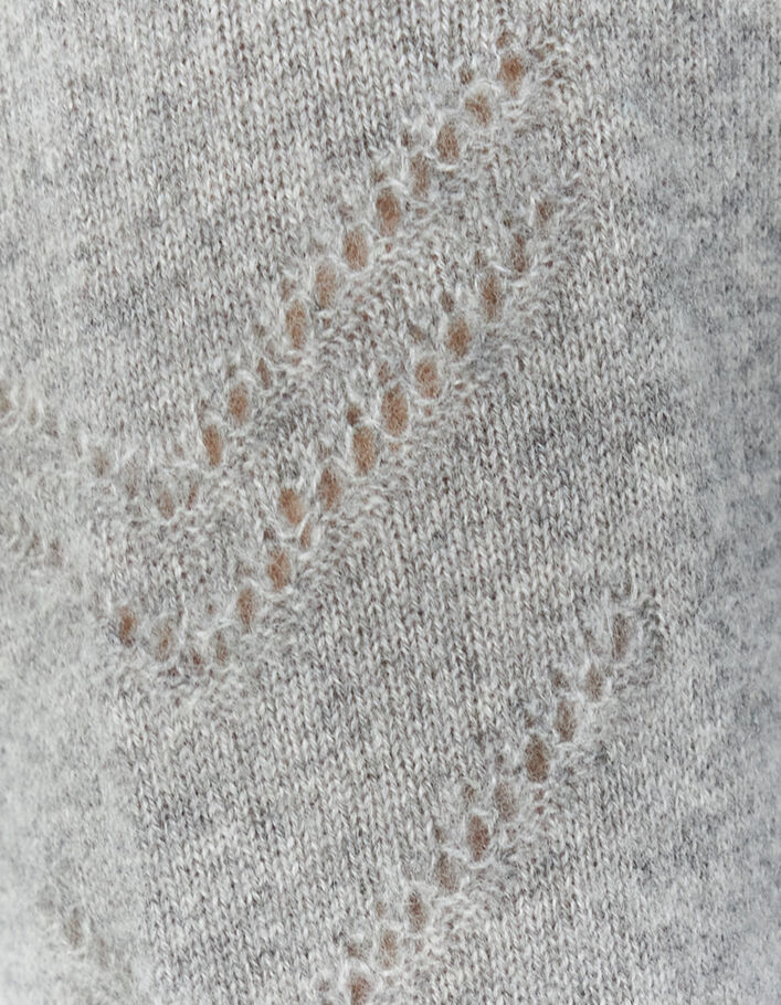 Cardigan à capuche gris en cachemire chevrons femme