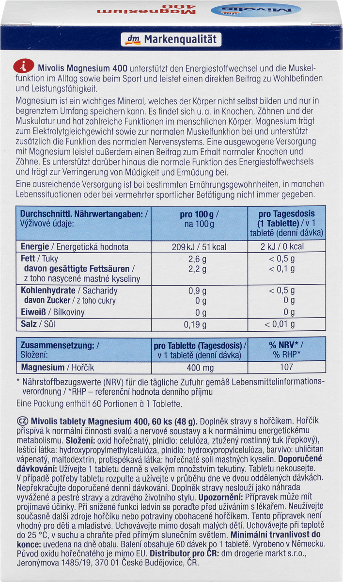 Magnesium 400 Tabletten 60 St, 60 St