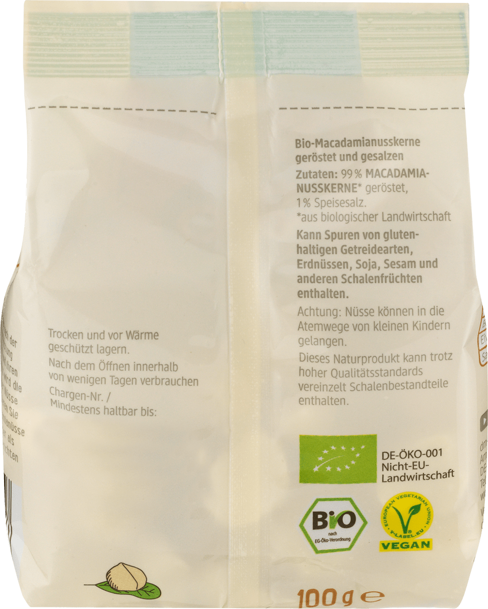 Macadamianüsse, geröstet & gesalzen, 100 g