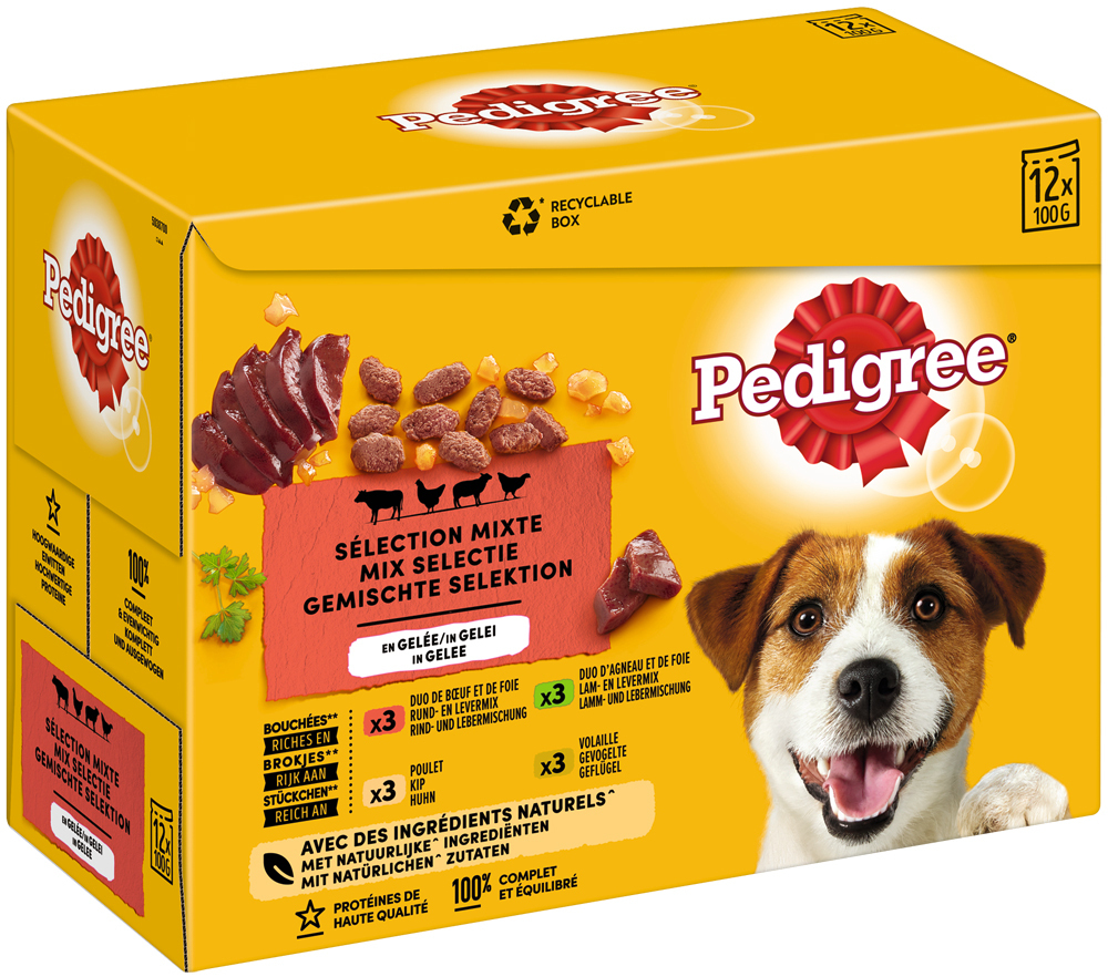 Pedigree Hundenassfutter Pedigree Multipack Portionsbeutel Gemischte Selektion in Gelee 12x100g