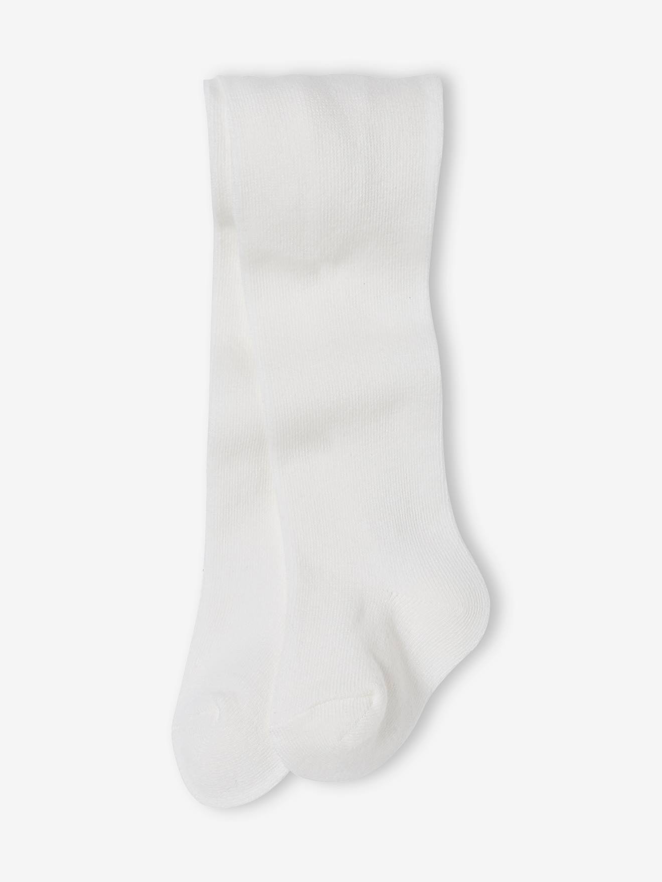 Vertbaudet Baby-Set: Samtkleid & Strumpfhose - wollweiß