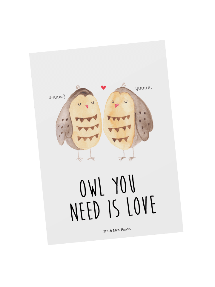 Mr. & Mrs. Panda Postkarte Eulen Liebe mit Spruch in Weiß günstig kaufen onesize