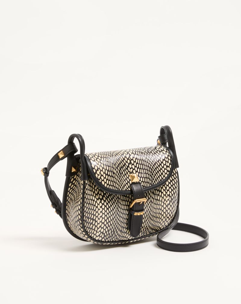 Bolsa de ombro pequena Valentino Garavani Flâneuse com estampa de cobra e formato de elaphe