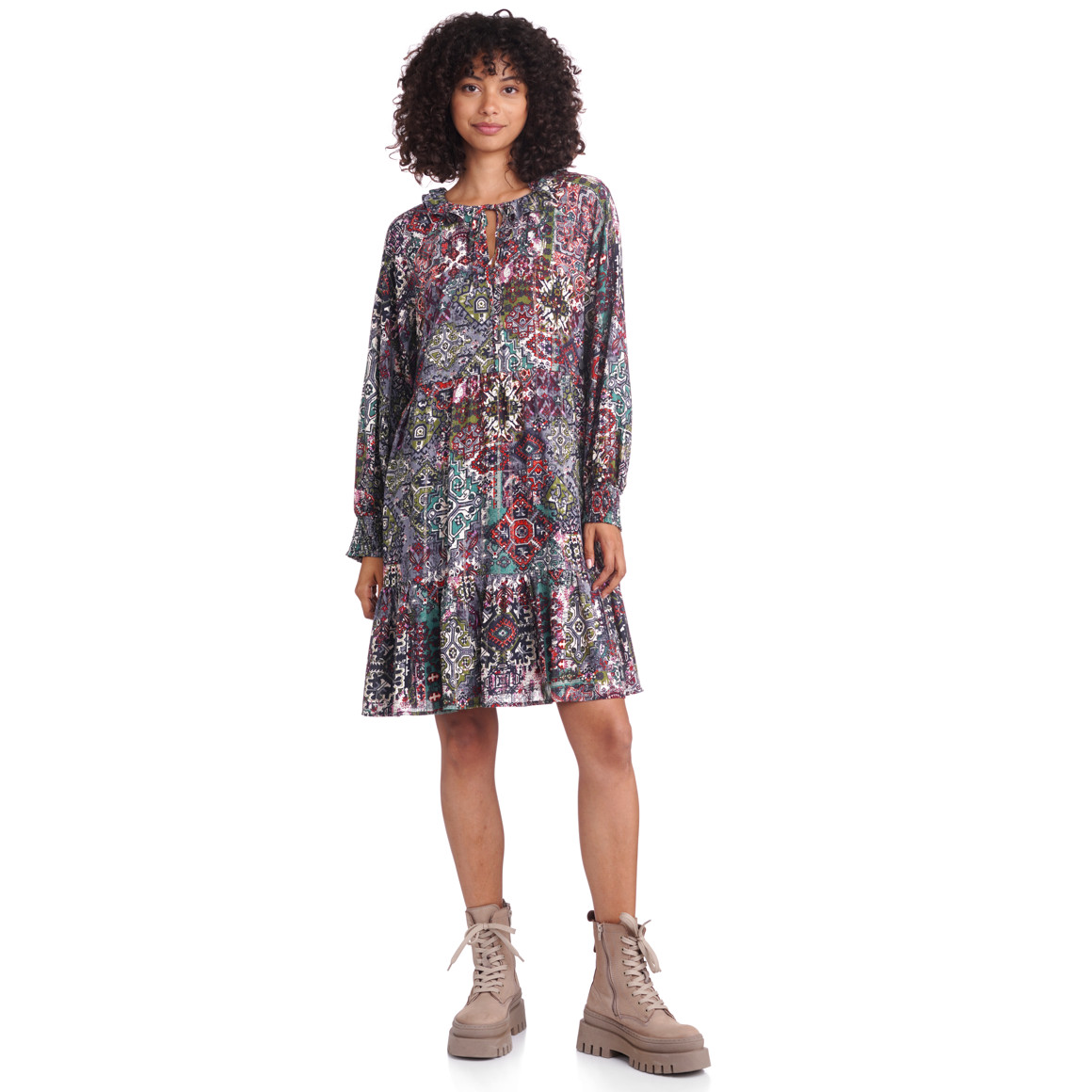 Damen Kleid mit buntem Allover-Print