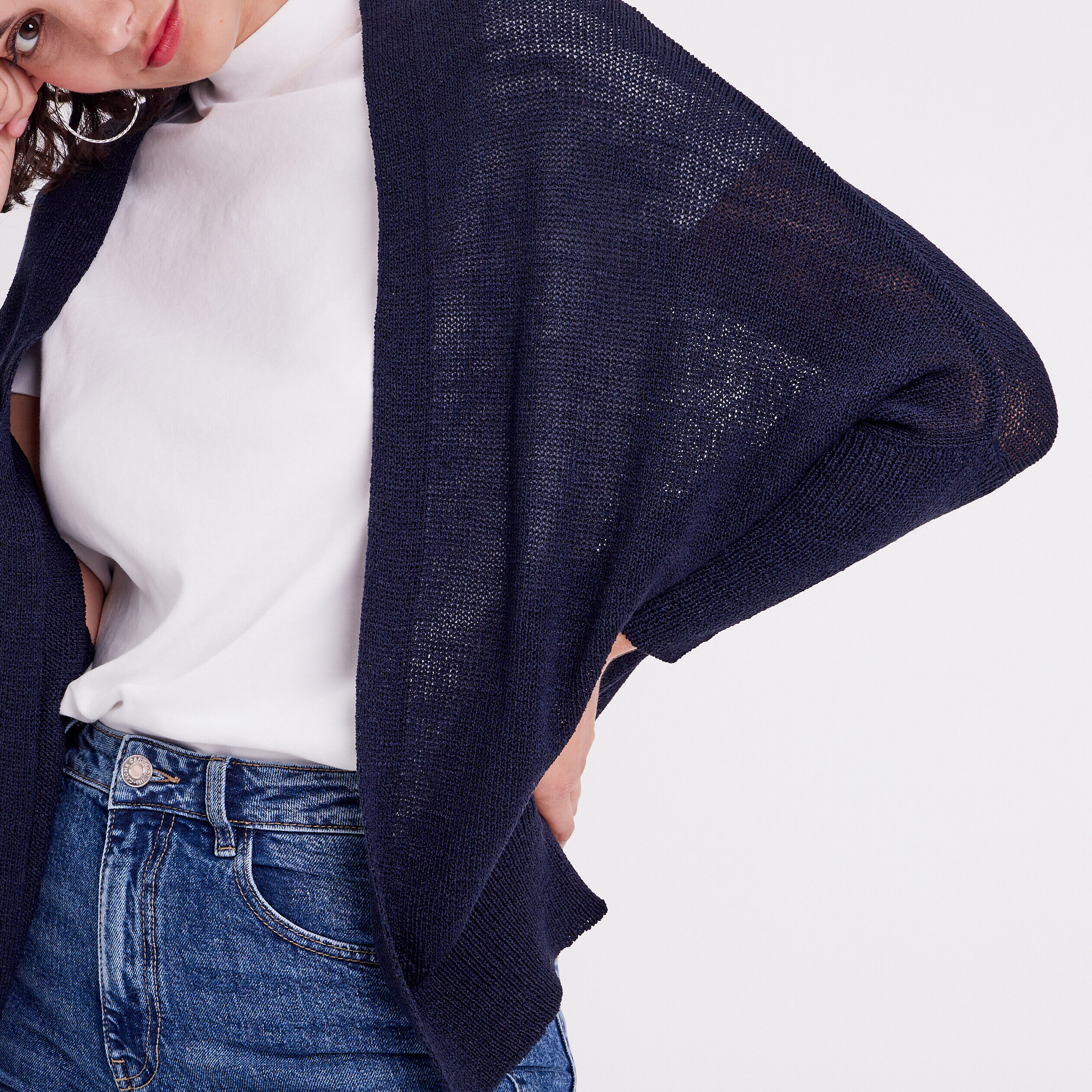 Gilet manches papillons bleu marine femme | Cache Cache