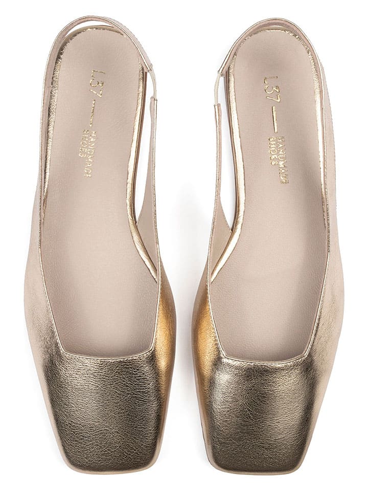 loft37 Leder-Slingballerinas in Gold günstig kaufen
