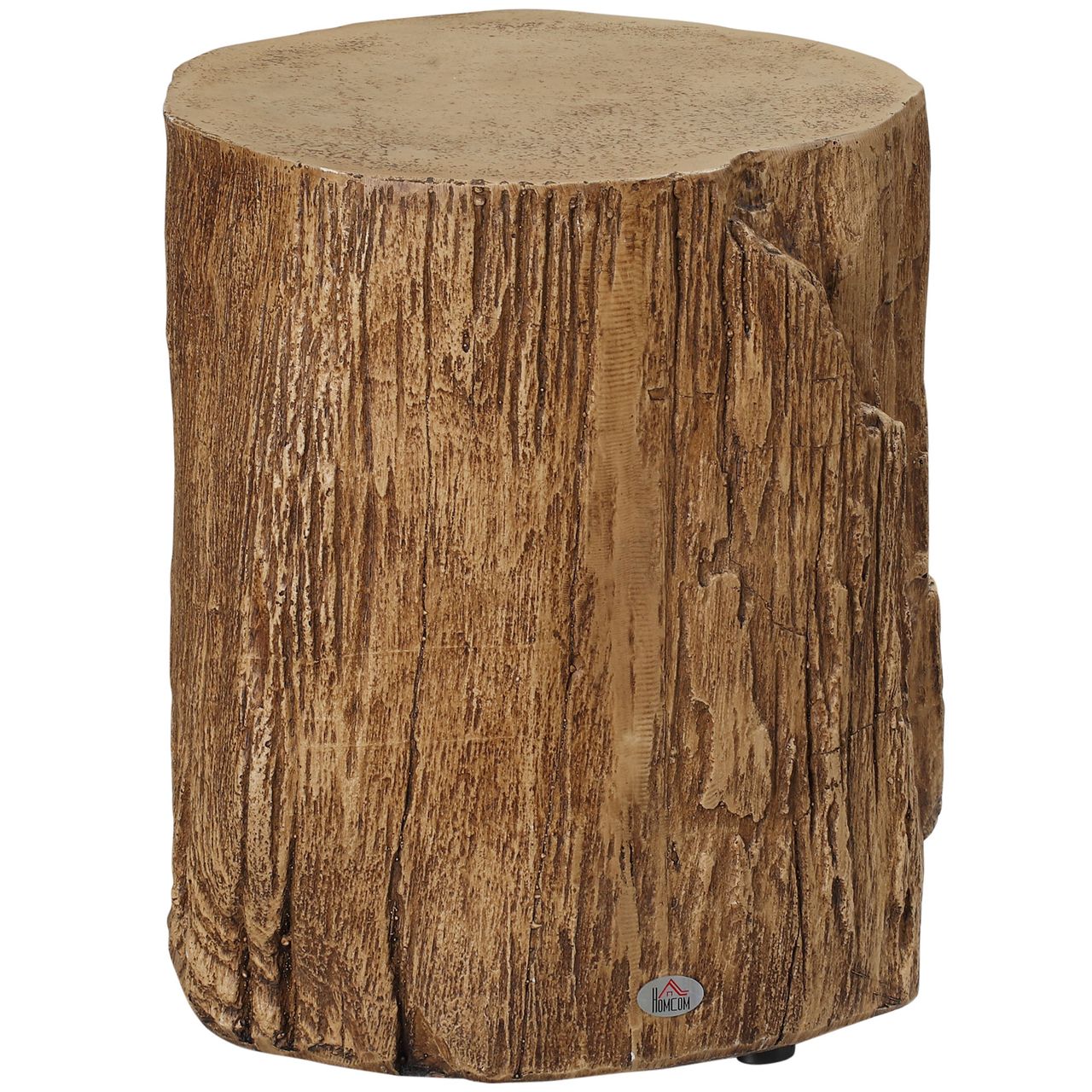 HOMCOM Beistelltisch Baumstumpf-Optik Nachttisch Baumstamm verstellbarer Couchtisch Hocker Indoor Outdoor Wasserdicht Anorganisches Erzpulver Naturholz 37 x 37 x 43 cm