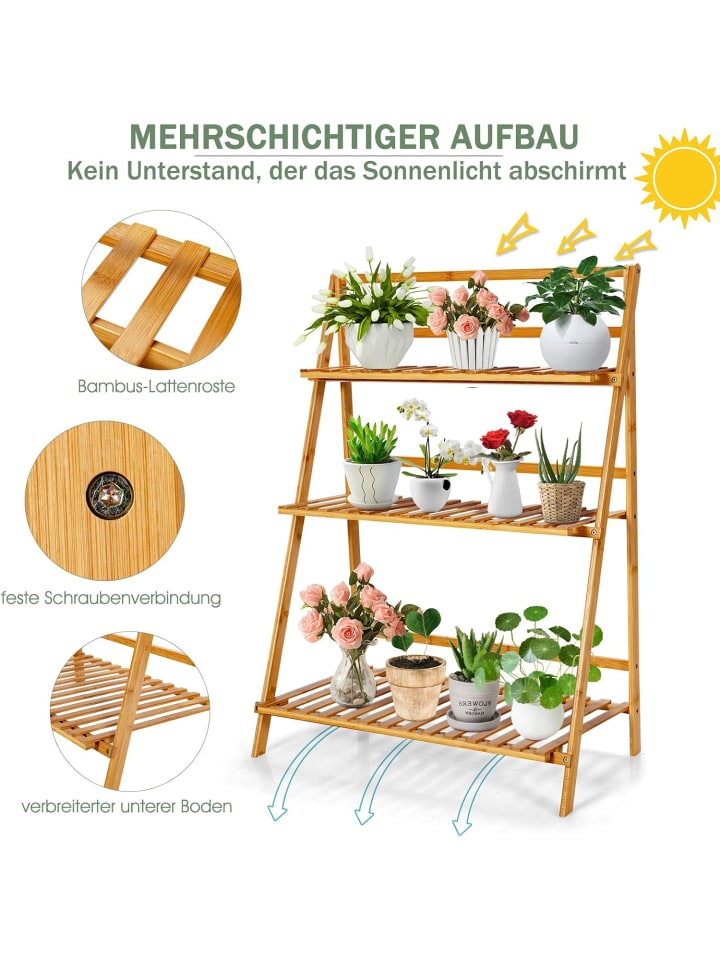 COSTWAY 3 Ebenen Pflanzenleiter in Beige günstig kaufen onesize
