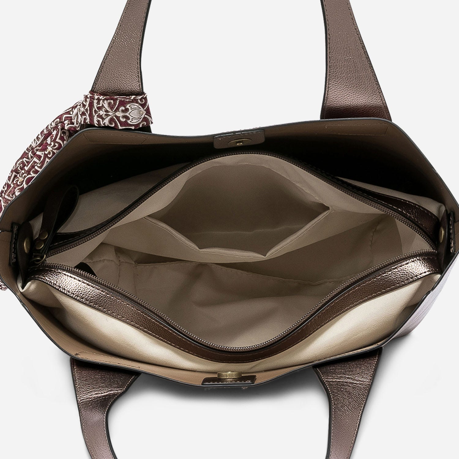 Sac cabas marron métallisé à noeud