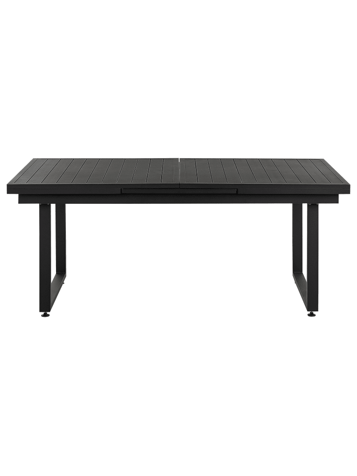 Beliani 7-tlg Gartentisch Set VALCANETTO/TAVIANO in Schwarz/Grau/Heller Holzfarbton günstig kaufen onesize