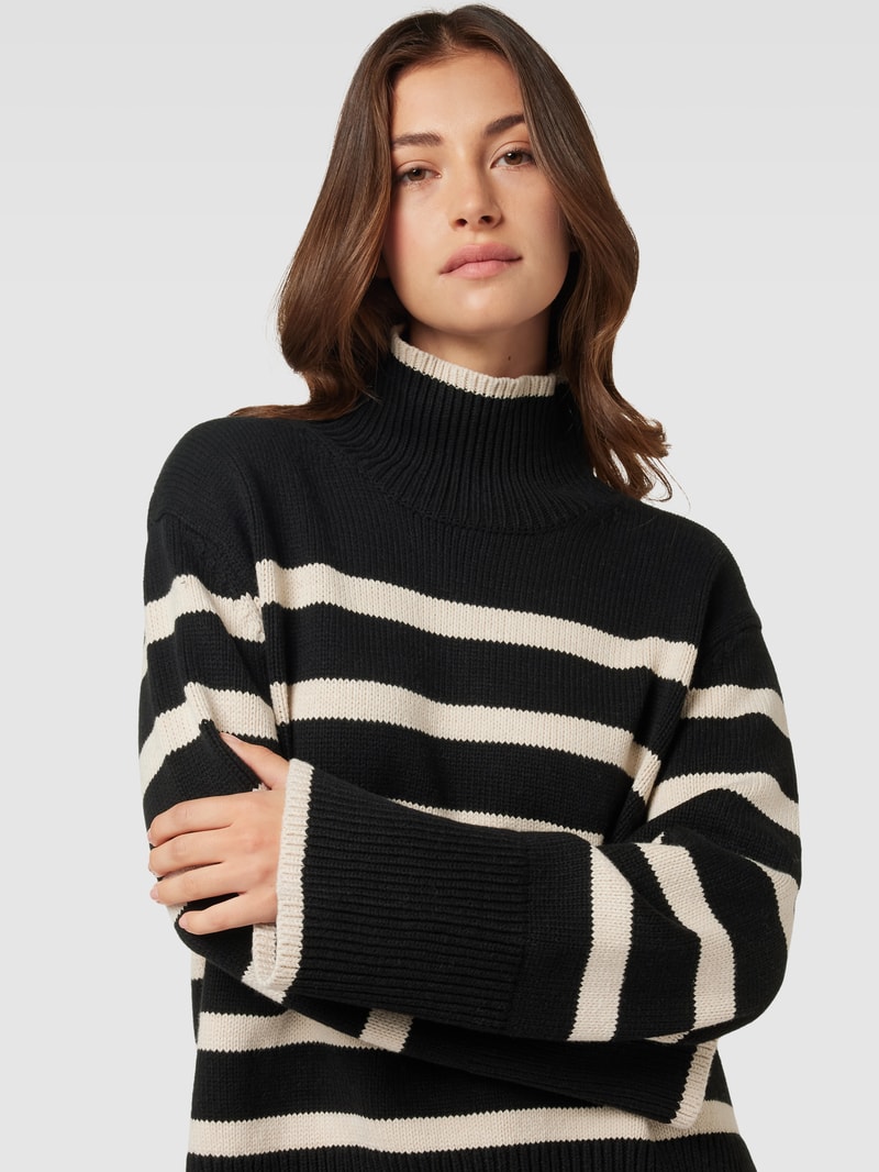 Strickpullover mit Rollkragen Modell 'Fanning' in schwarz