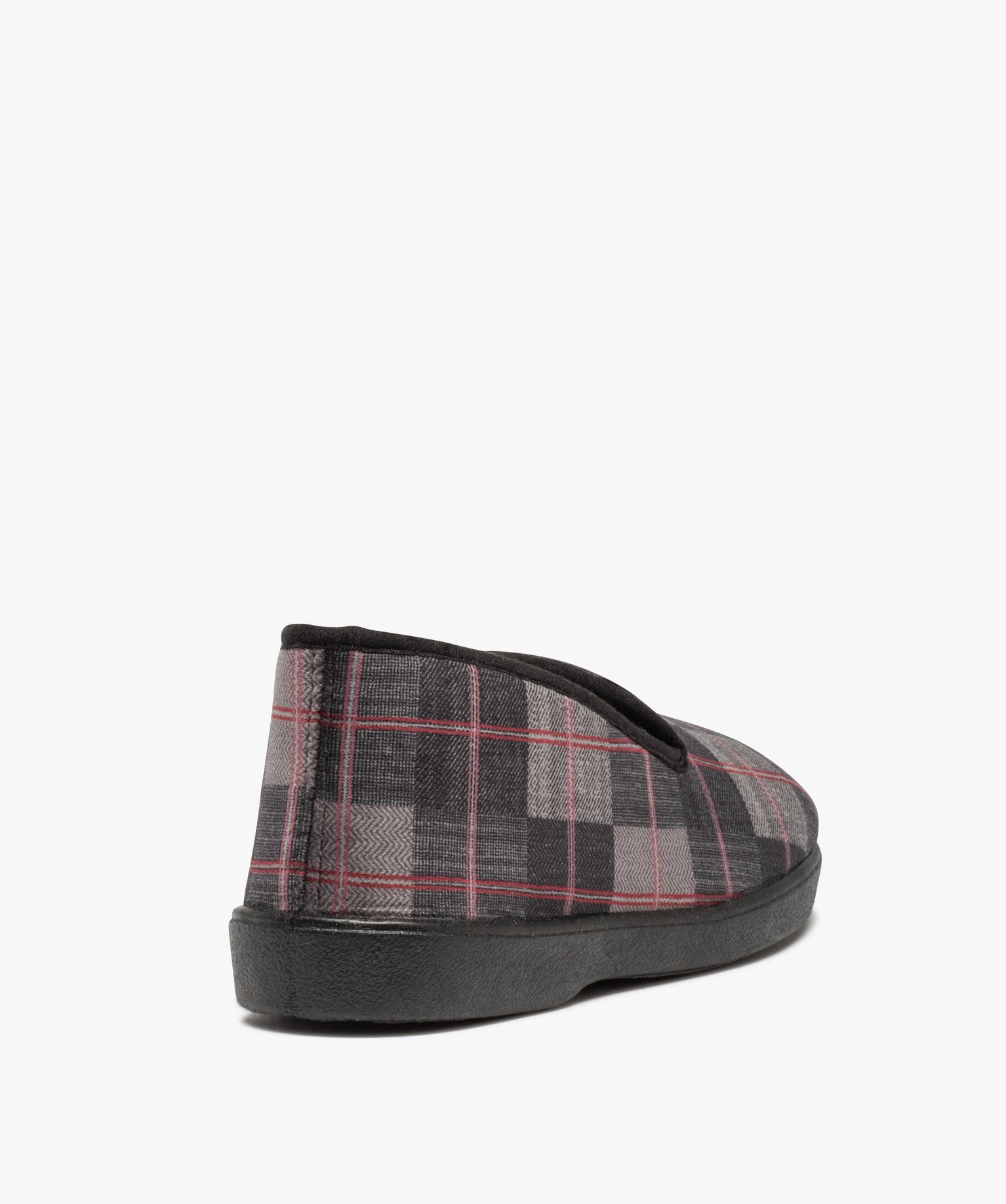 Chaussons homme charentaises en velours à carreaux gris | GEMO