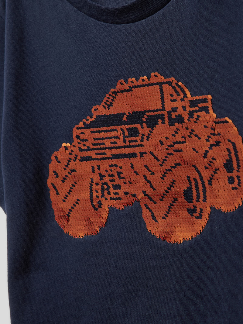 T-Shirt mit Motiv-Print in marineblau