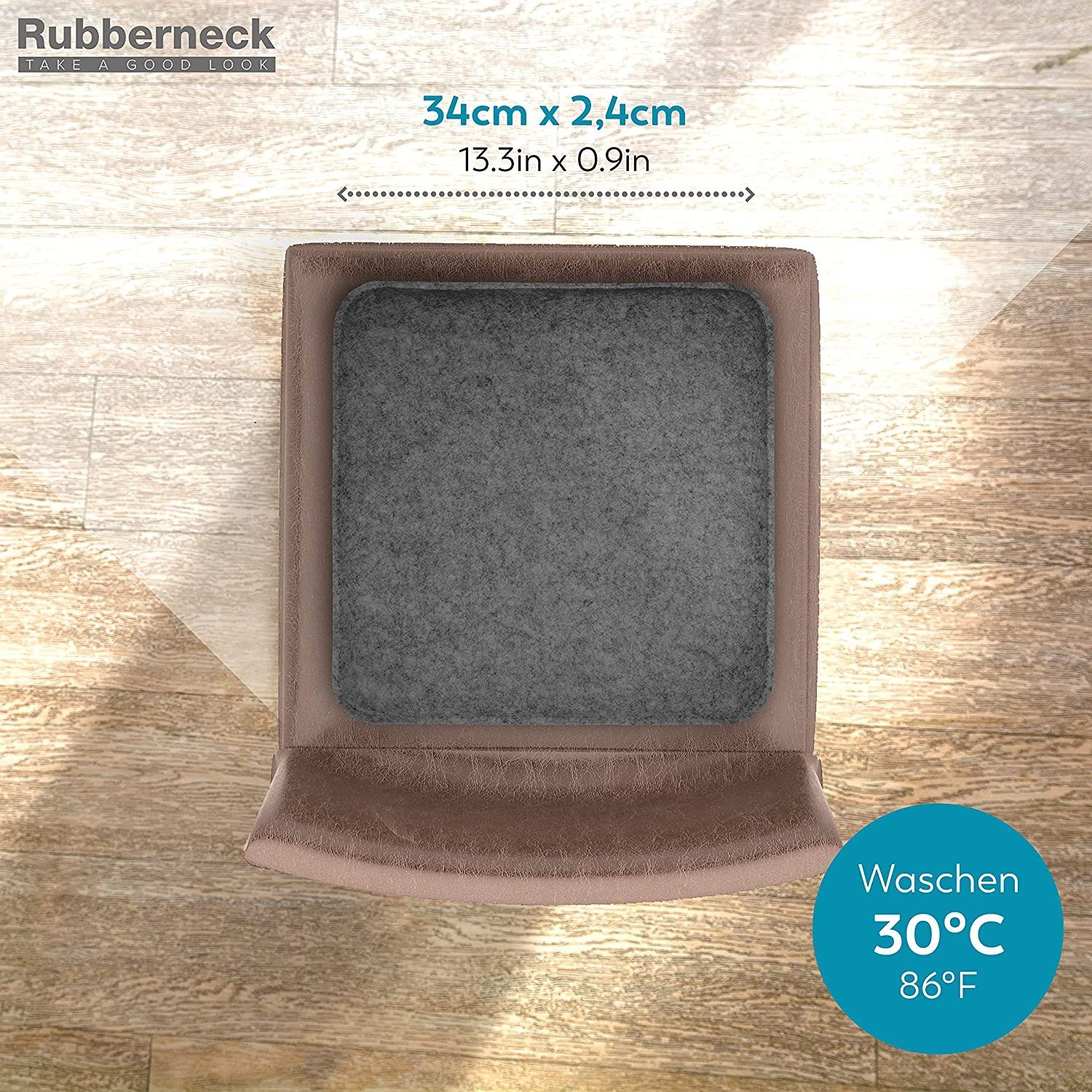 RUBBERNECK Auflagekissen Rutschfeste Filz Sitzkissen eckig, Stuhlkissen mit Antirutsch-Noppen, (4 St), waschbar bei 30°