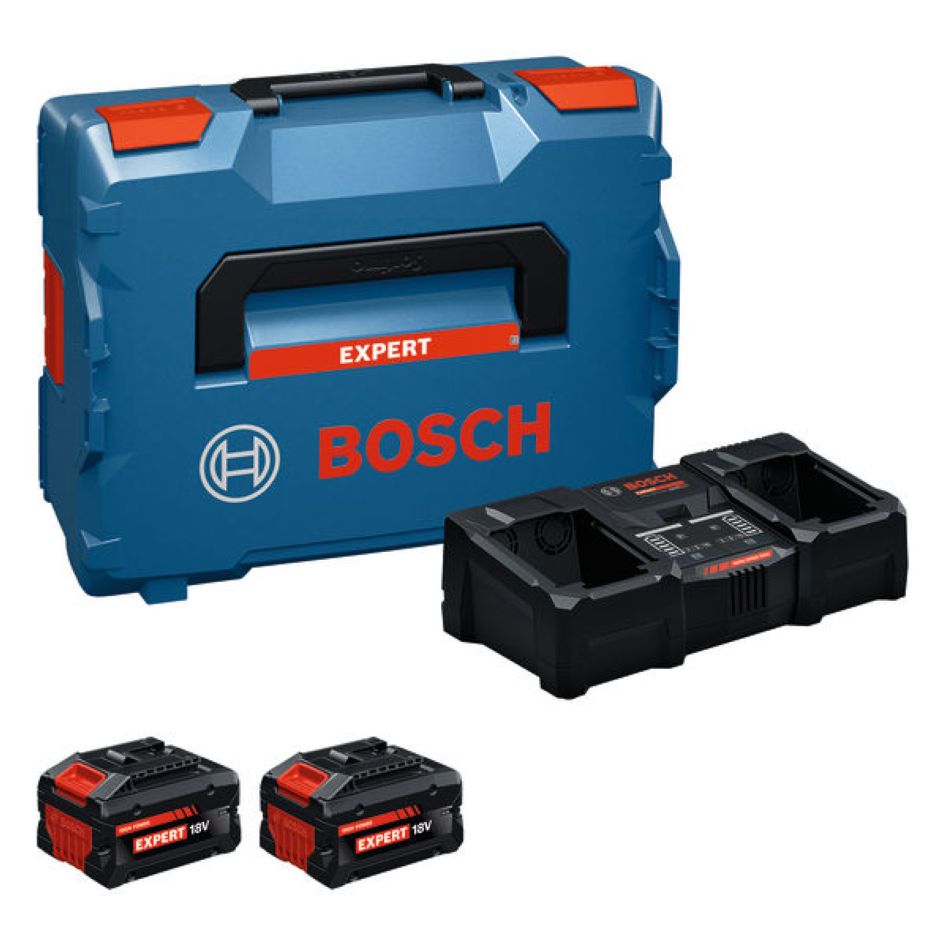 Accessoires Bosch Bleus 1600A0373X Kit de démarrage batterie EXBA18V-80/2-320 : 2 batteries EXBA18V-80 et chargeur EXAL18V2-320 dans un coffret L-Boxx