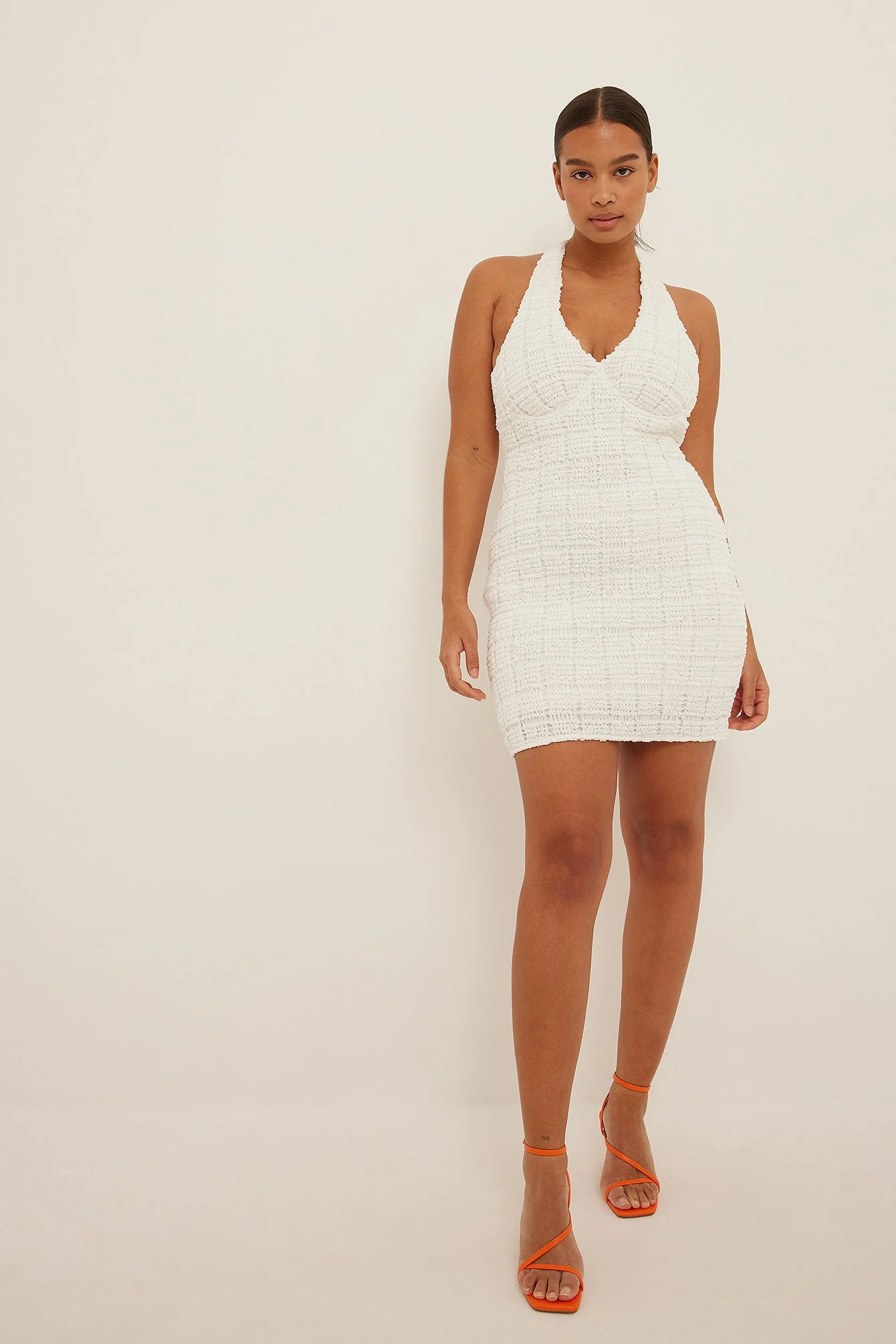 Textured Halterneck Mini Dress