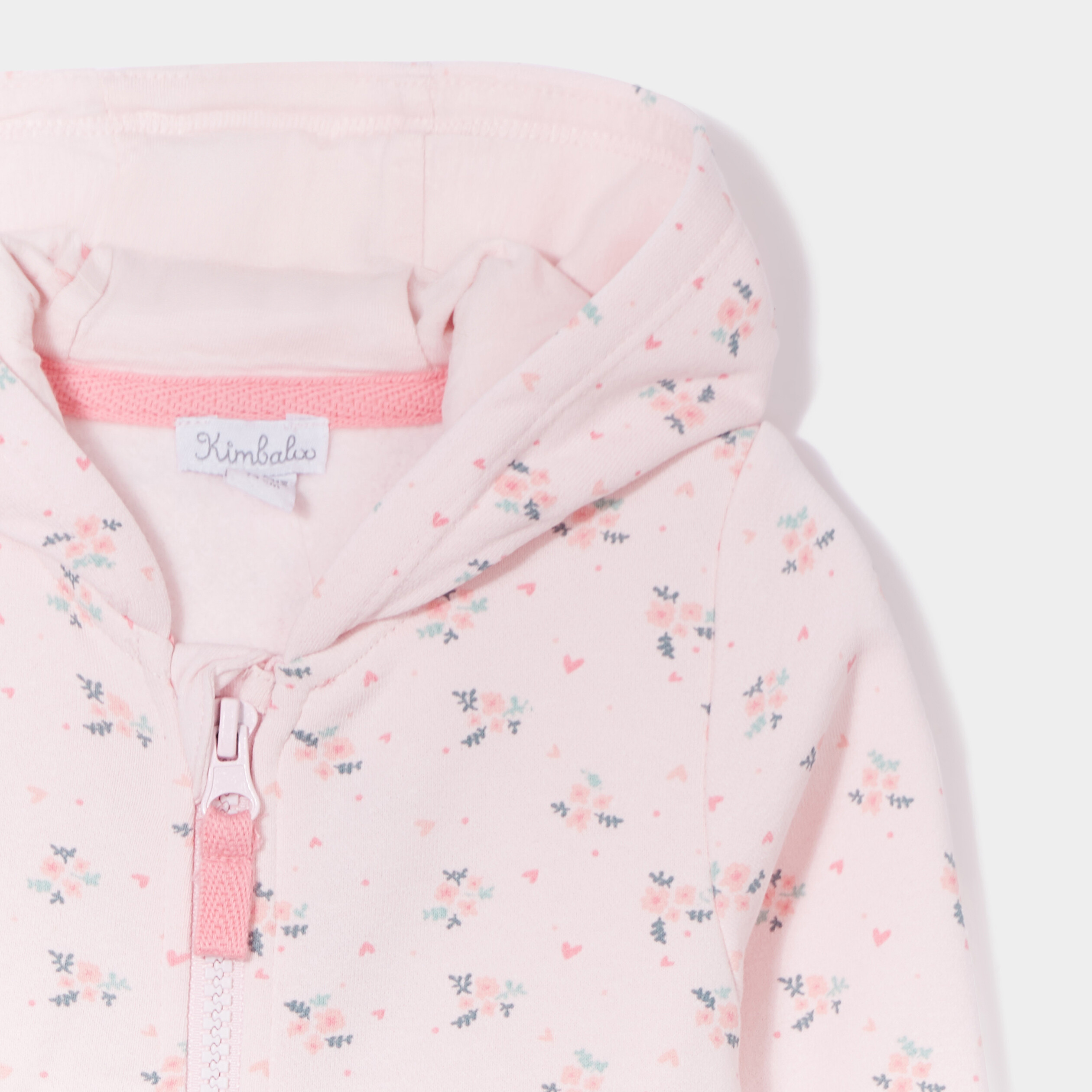 Sweat à capuche zippé Kimbaloo rose clair bébé fille | La Halle