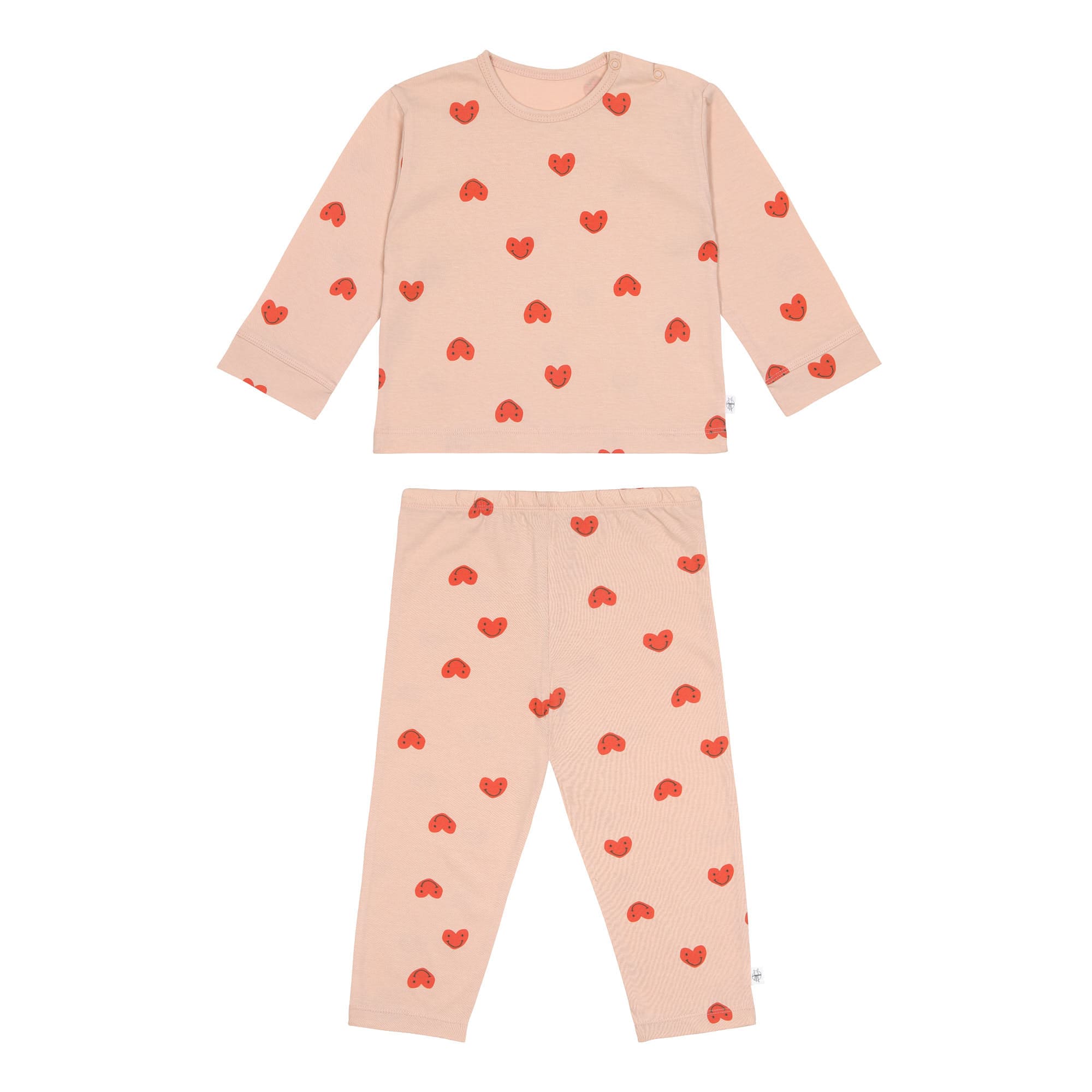 Kinder Pyjama lang - Bio Baumwolle, Herzen Rosa