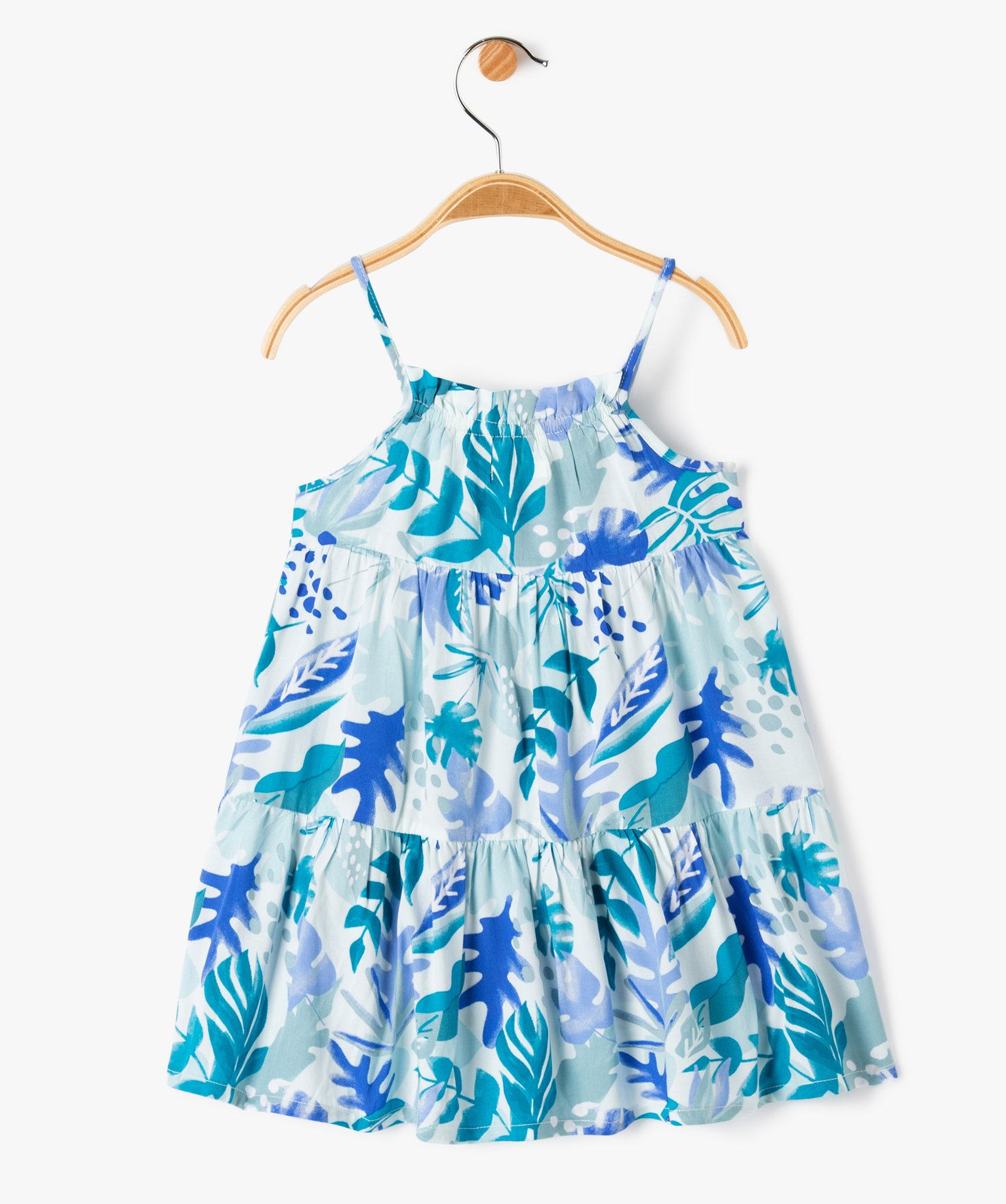 Robe bébé fille à bretelles et motifs vert clair | GEMO
