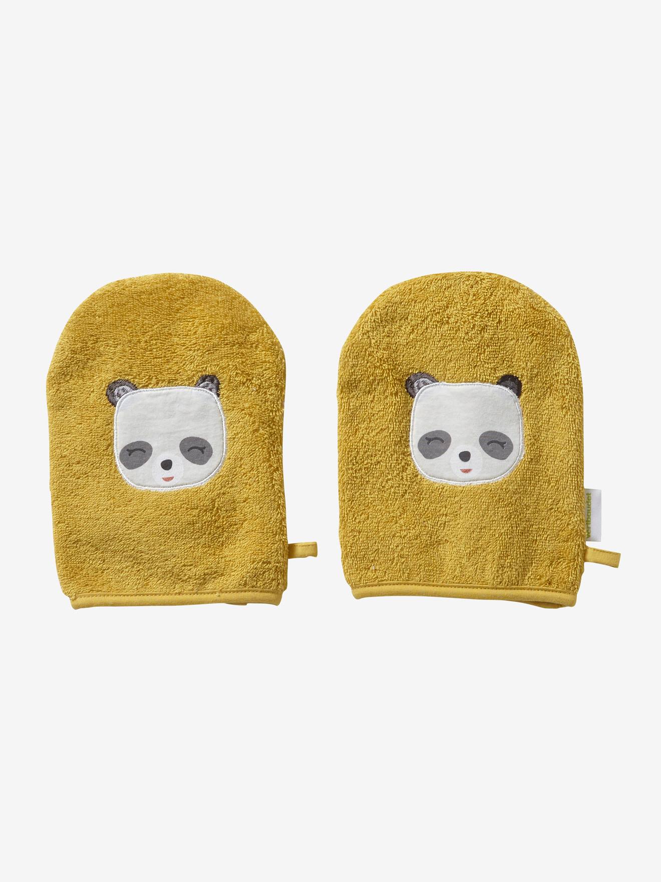 Lot de 2 gants de toilette vert