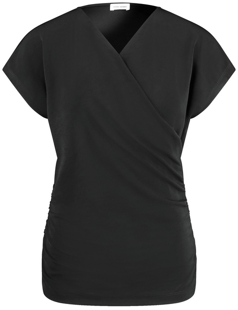 Elastisches T-Shirt mit Wickeloptik