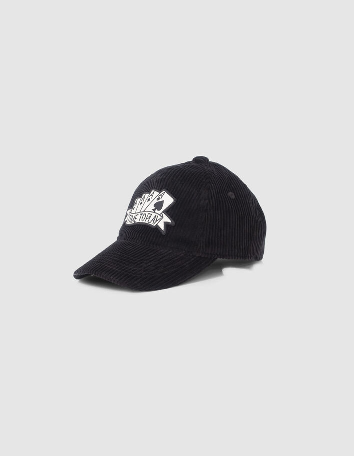 Casquette noire velours côtelé badge as garçon