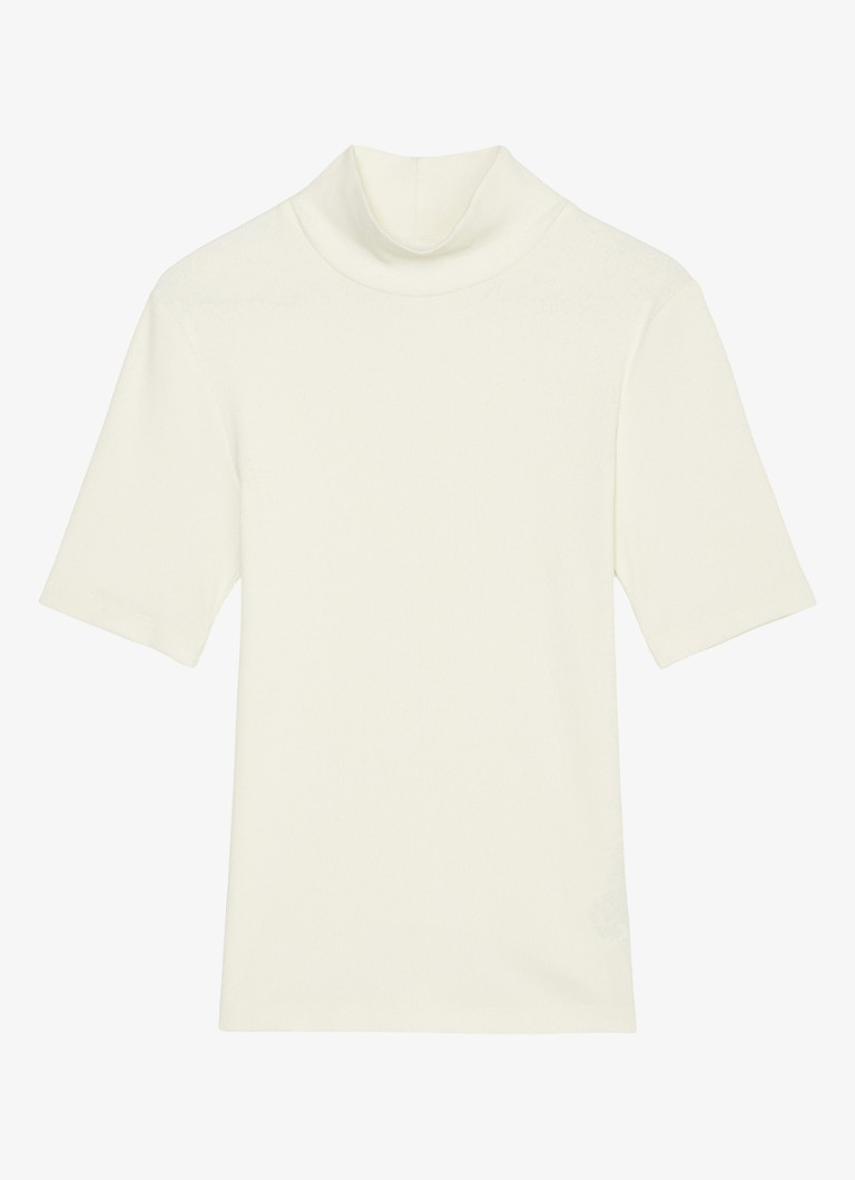 Marc O'Polo T-shirt with ribbed structure and turtleneck
