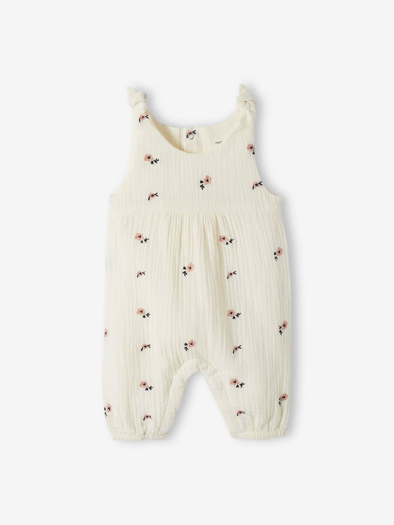 Vertbaudet Mädchen Baby Overall, bestickte Motive - dunkelbraun
