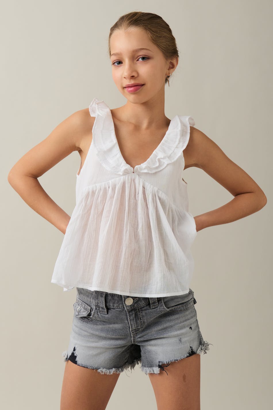 Y low chunky denim shorts