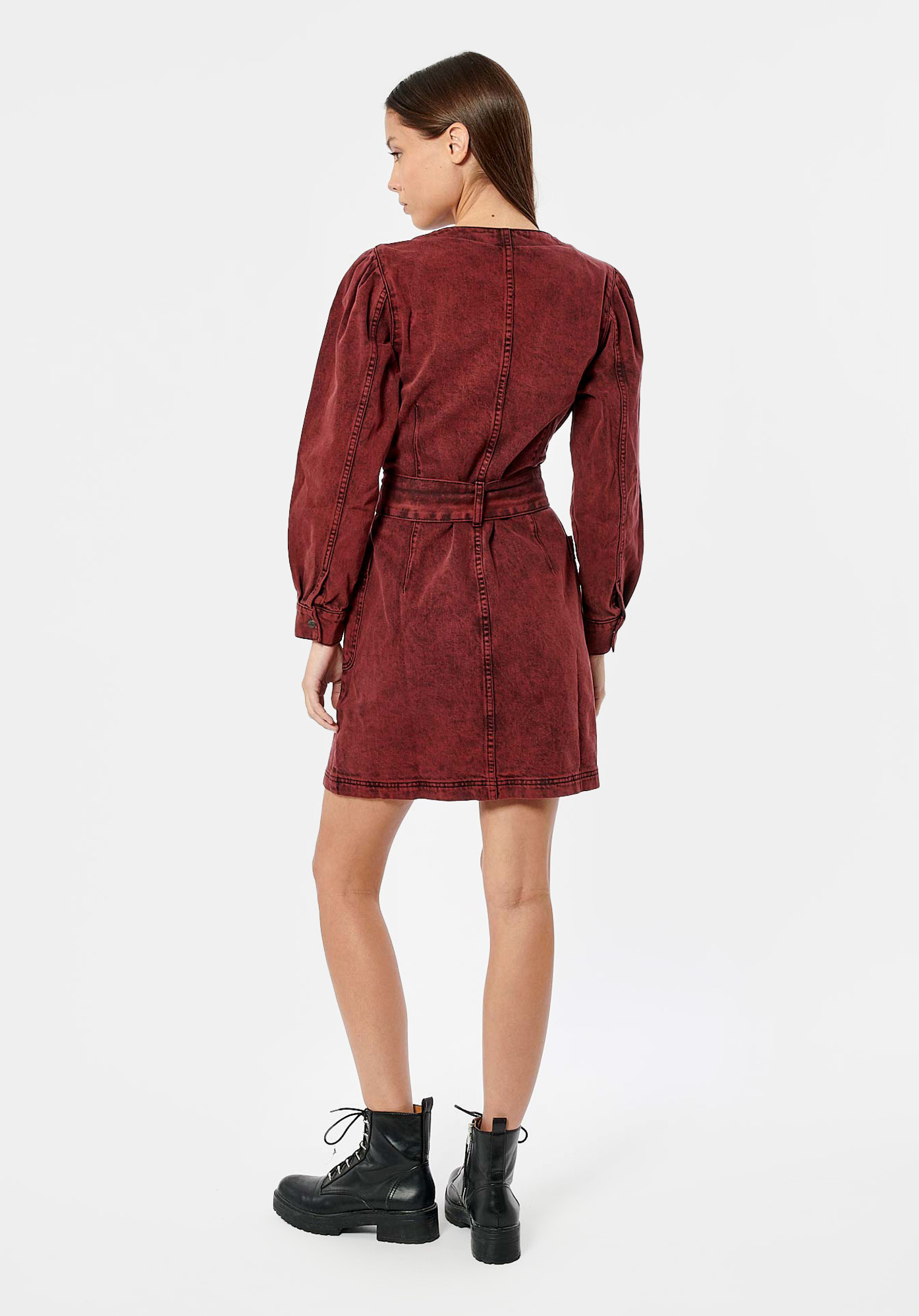 DUNA   Robe portefeuille en jean rouge femme