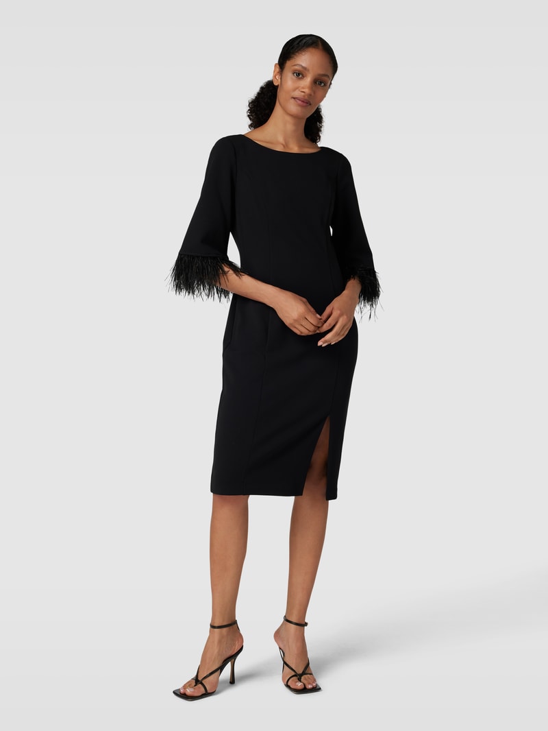 Cocktailkleid mit Federn in schwarz