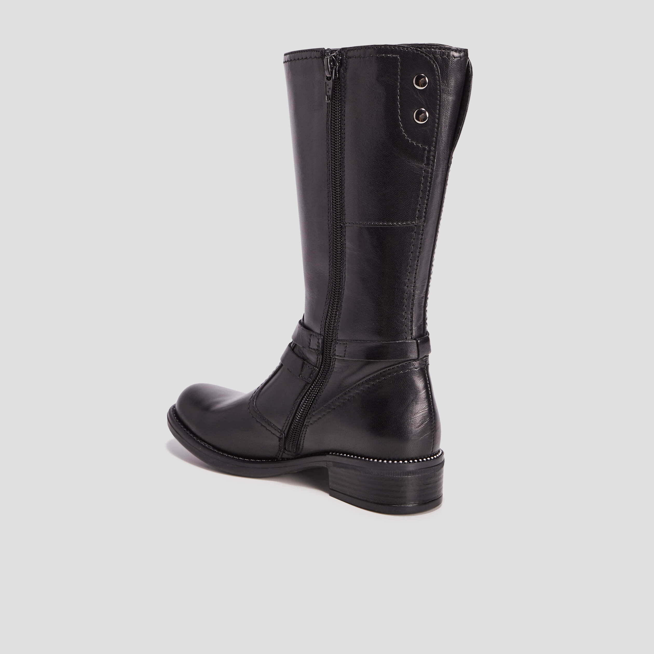 Bottes zippées en cuir noir fille | La Halle