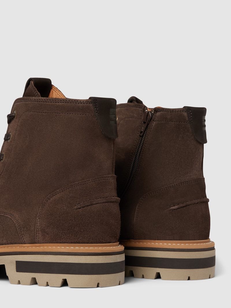 Boots aus echtem Leder mit Kontraststreifen Modell 'RUBINO' in dunkelbraun