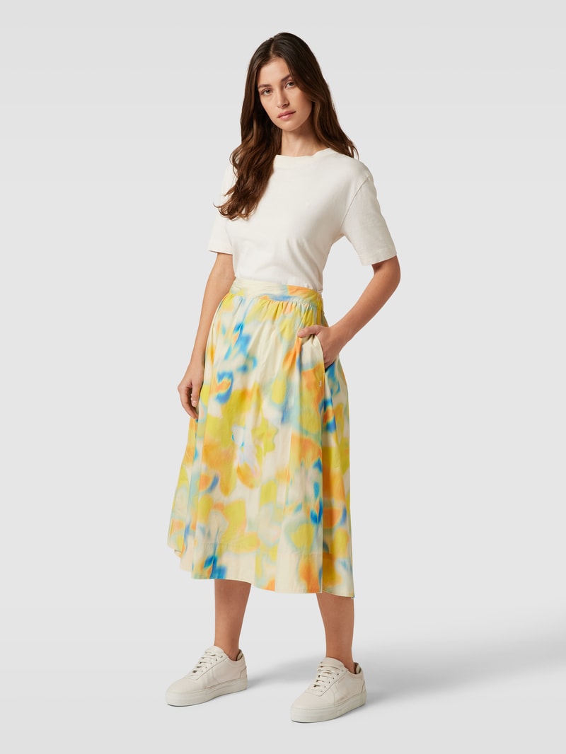 Midirock im Batik-Look Modell 'JASINAA' in gelb