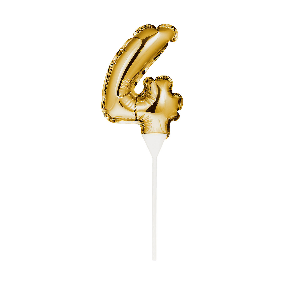 Kuchenpicker Folienballon Gold Zahl 4, 22,9 x 8,9 cm